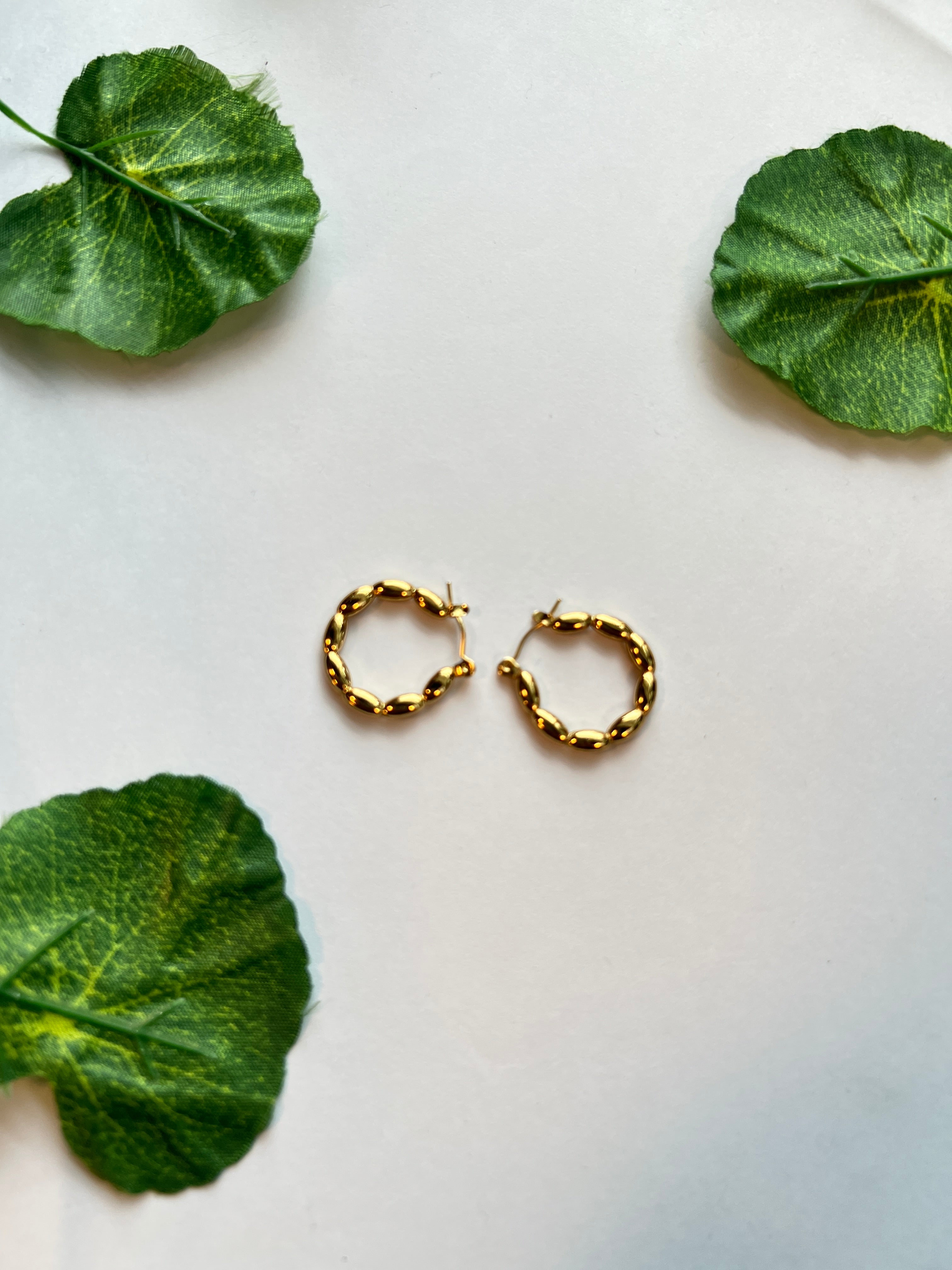 Beaded Gold Hoops