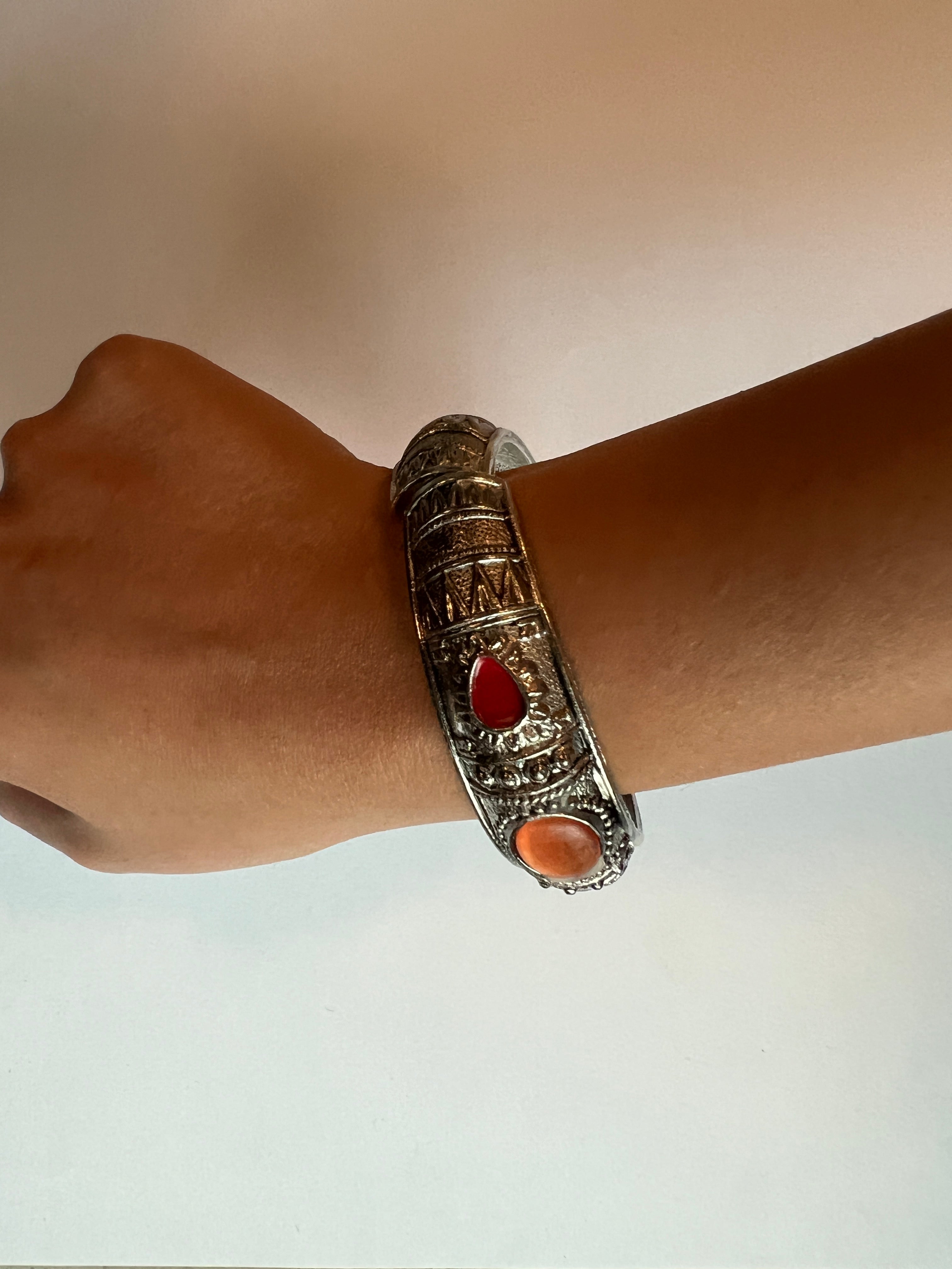 Boho Color Gem Bangles | Silver Plated