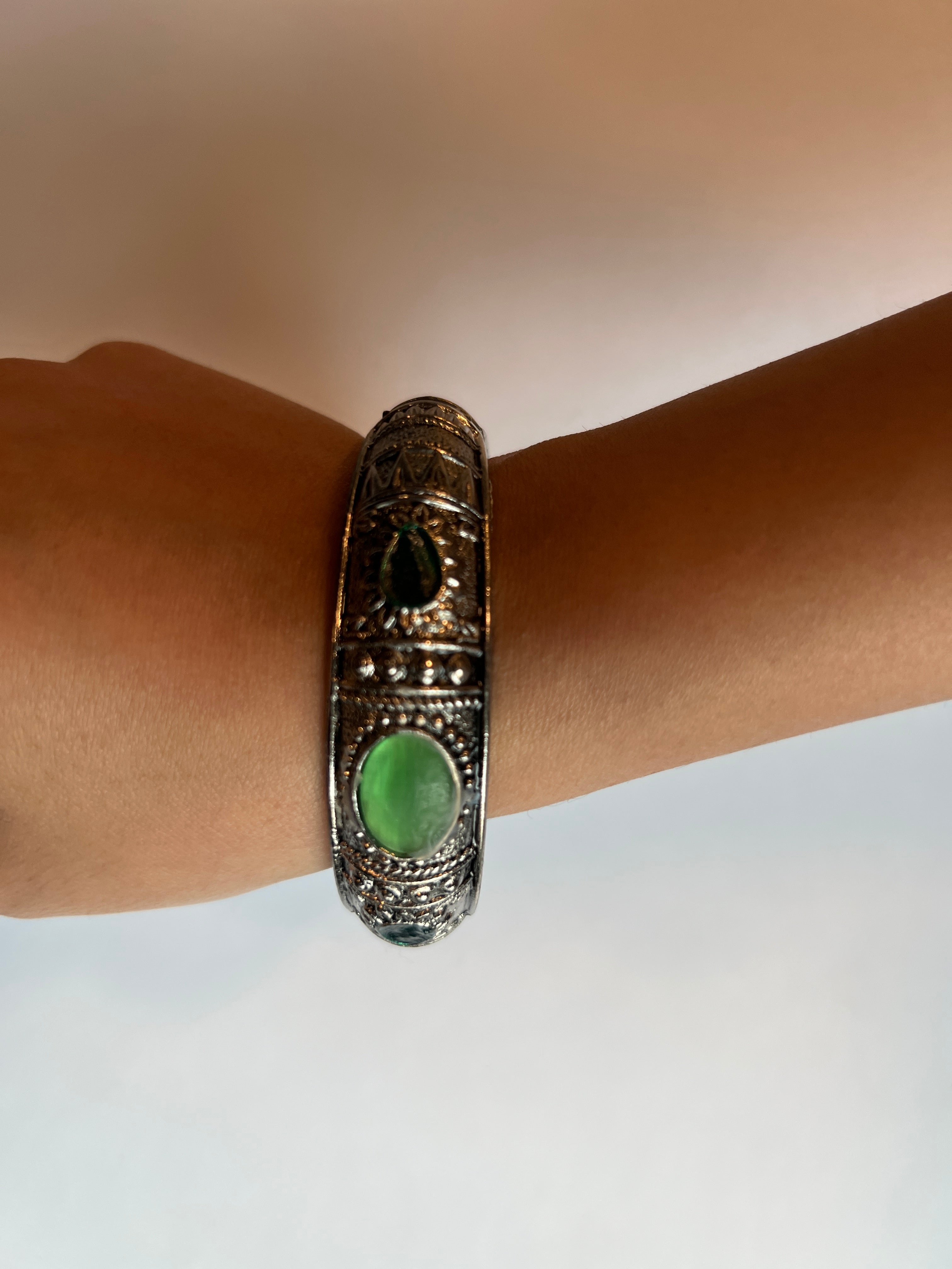 Boho Color Gem Bangles | Silver Plated