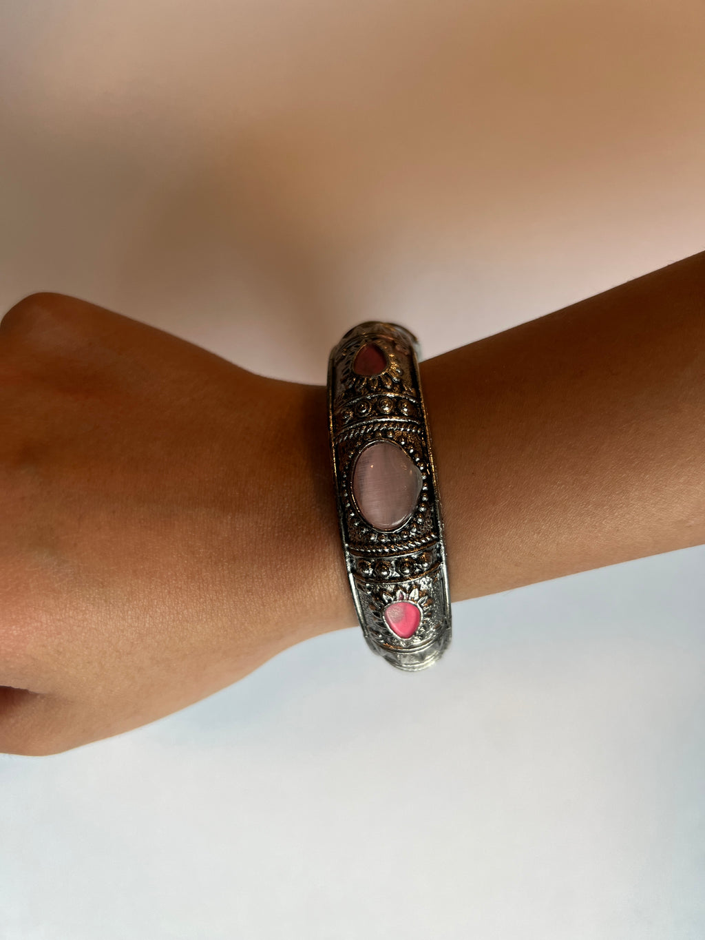 Boho Color Gem Bangles | Silver Plated