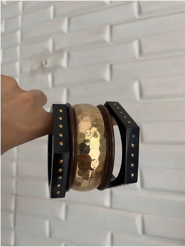 Hammered Brass & Studded Resin
